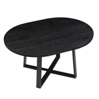 BERN Extending Round Dining Table with Metal Legs, Black