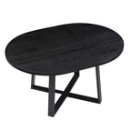 BERN Extending Round Dining Table with Metal Legs, Black