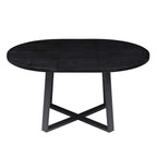 BERN Extending Round Dining Table with Metal Legs, Black