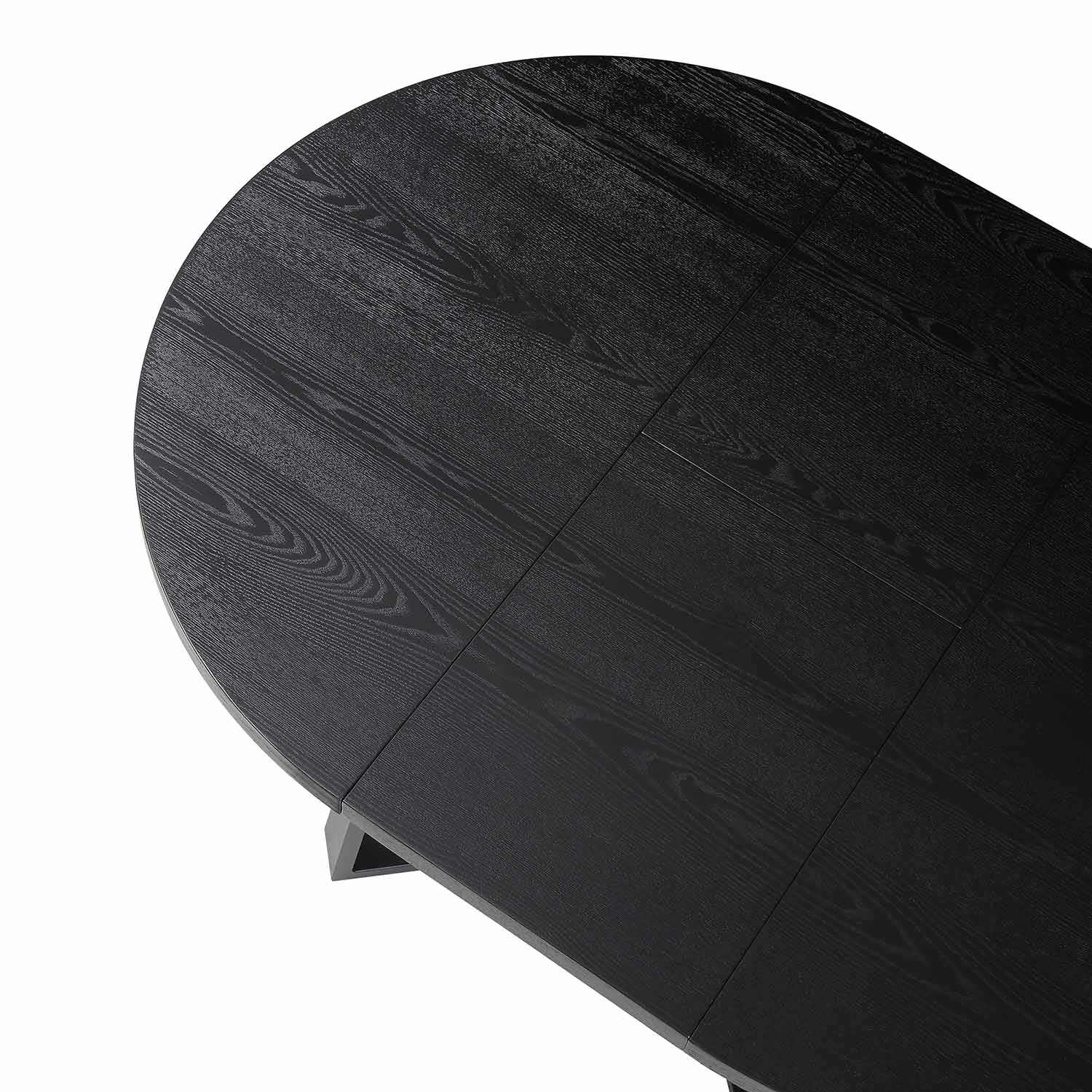 BERN Extending Round Dining Table with Metal Legs, Black