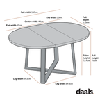 BERN Extending Round Dining Table with Metal Legs, Black