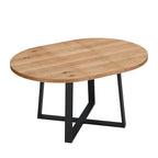 BERN Extending Round Dining Table with Metal Legs, Oak