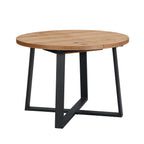 BERN Extending Round Dining Table with Metal Legs, Oak