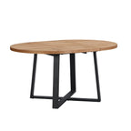 BERN Extending Round Dining Table with Metal Legs, Oak