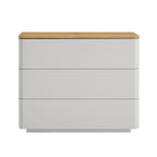 Agnes Curved Edge Chest of 3 Drawers, Dove Grey with Oak Top