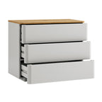 Agnes Curved Edge Chest of 3 Drawers, Dove Grey with Oak Top