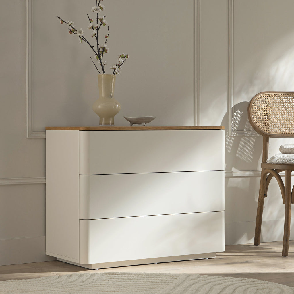 Agnes Curved Edge Chest of 3 Drawers, White