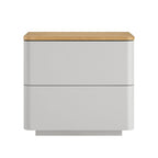 Agnes Curved Edge 2 Drawer Bedside Table, Dove Grey with Oak Top