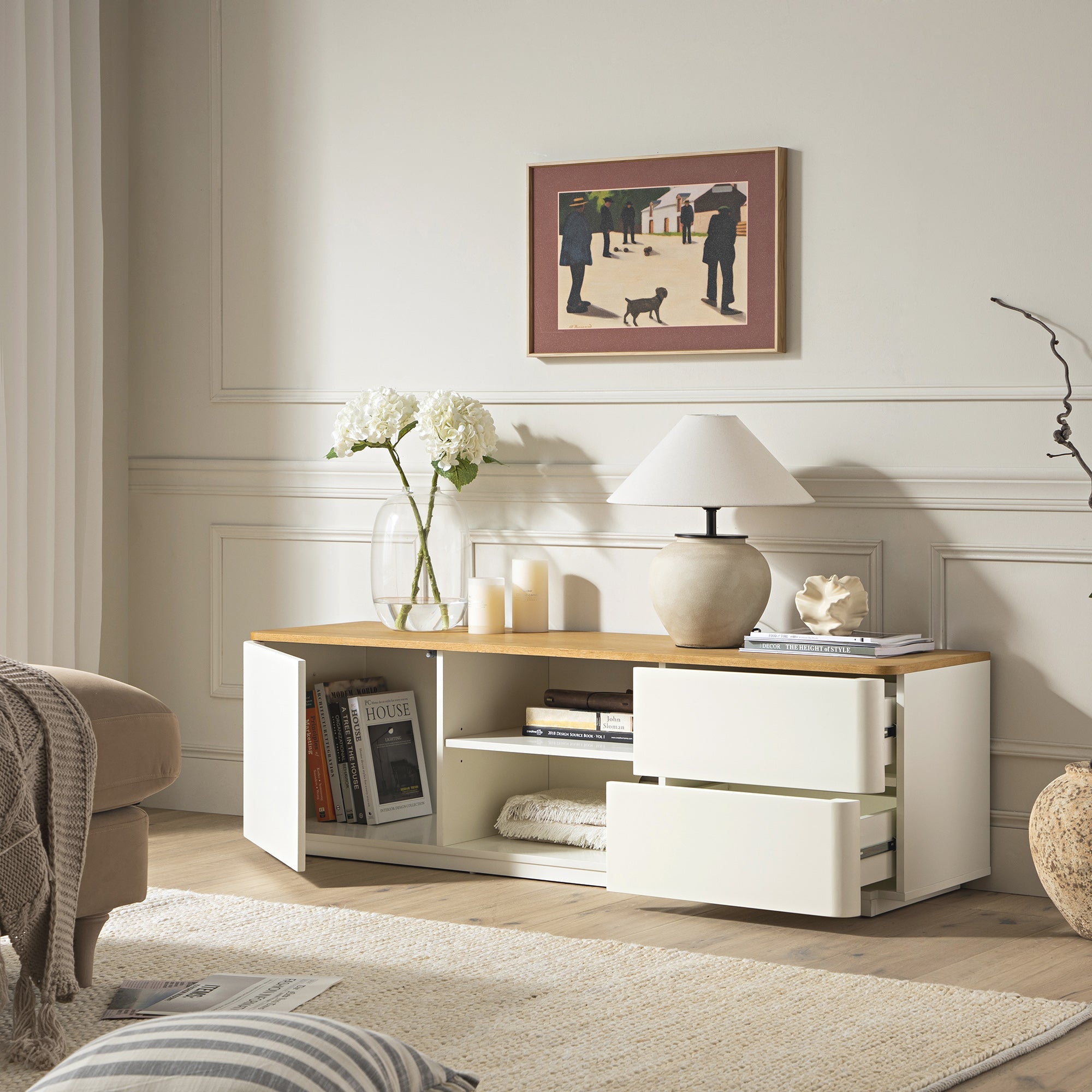 Agnes Curved Edge 150cm Wide TV Unit, White