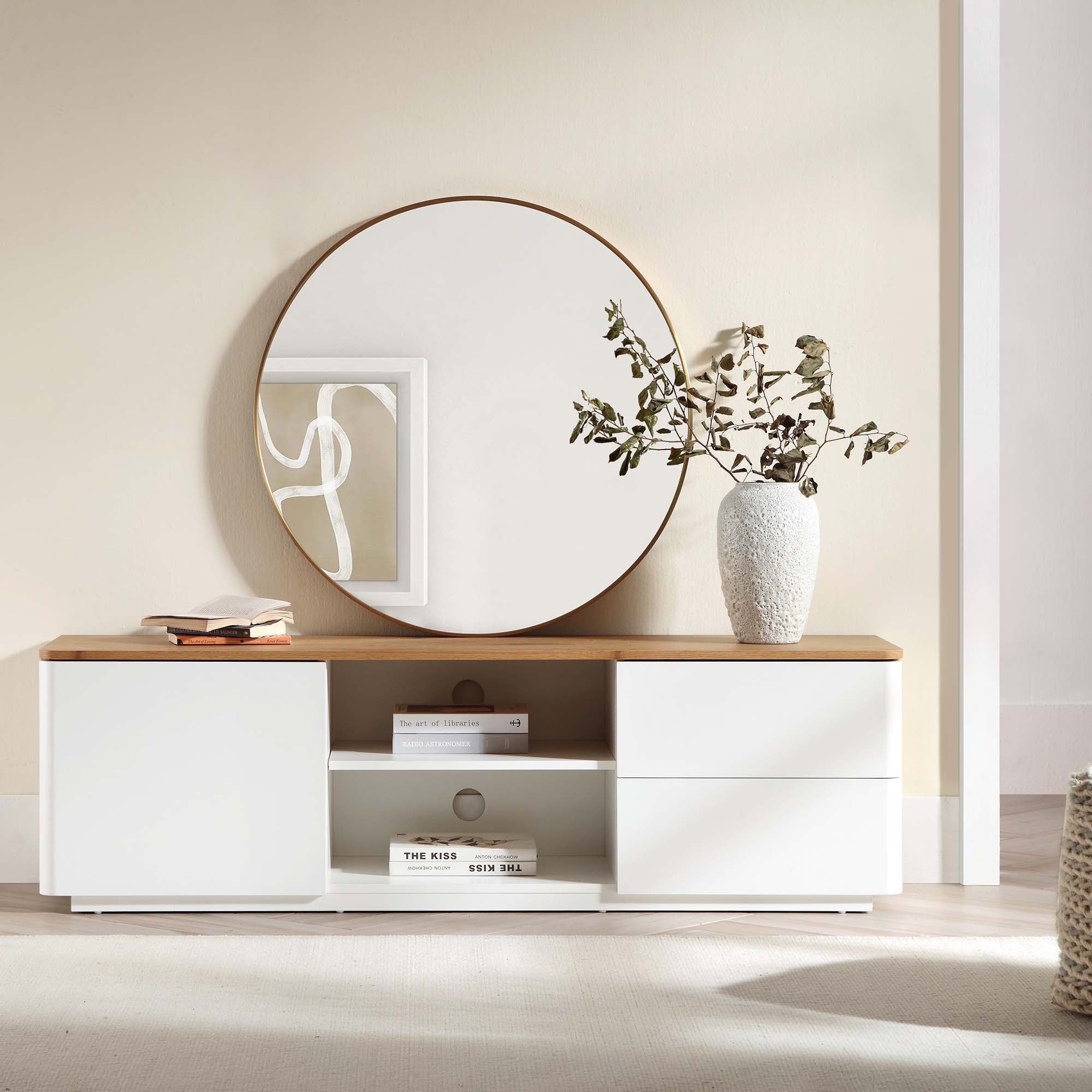 Agnes Curved Edge 150cm Wide TV Unit, White