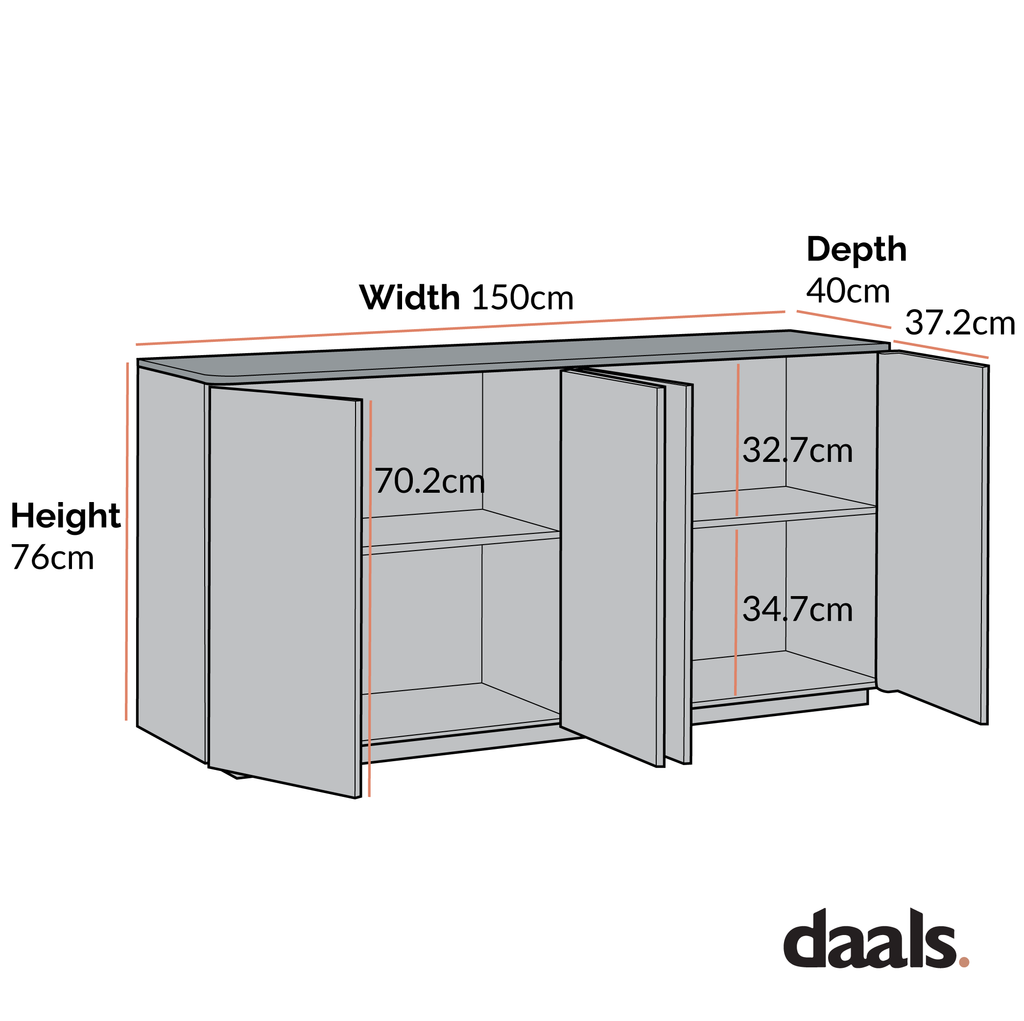 Agnes Curved Edge 150cm Wide Sideboard, Dove Grey with Oak Top