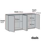 Agnes Curved Edge 150cm Wide Sideboard, Dove Grey with Oak Top