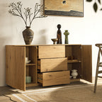 Agnes Curved Edge 2 Door 3 Drawer Wide Sideboard, Natural