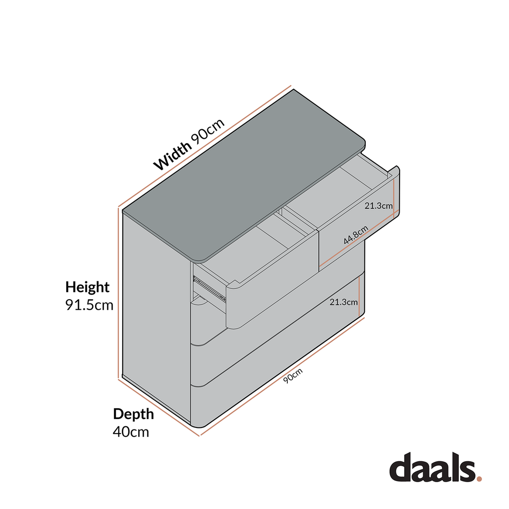 Agnes Curved Edge 2 over 3 Chest of Drawers, Natural