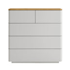 Agnes Curved Edge 2 over 3 Chest of Drawers, Dove Grey with Oak Top