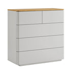 Agnes Curved Edge 2 over 3 Chest of Drawers, Dove Grey with Oak Top
