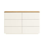 Agnes Curved Edge Chest of 6 Drawers, Off White with Oak Top