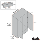 Agnes Curved Edge Double Wardrobe, Dove Grey with Oak Top