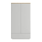 Agnes Curved Edge Double Wardrobe, Dove Grey with Oak Top