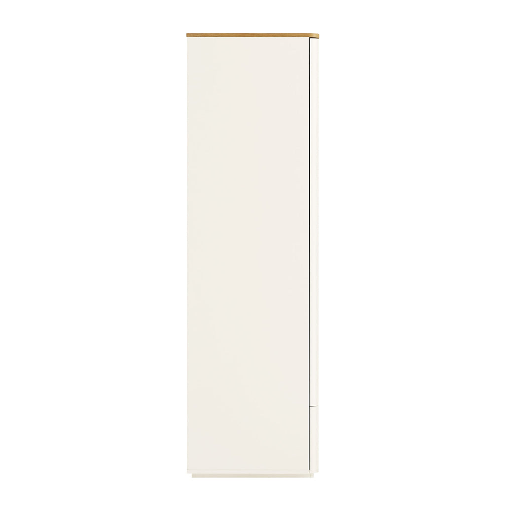 Agnes Curved Edge Double Wardrobe, Off White with Oak Top