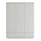 Agnes Curved Edge Triple Wardrobe, Dove Grey with Oak Top