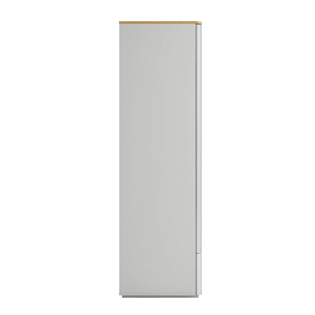 Agnes Curved Edge Triple Wardrobe, Dove Grey with Oak Top