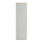 Agnes Curved Edge Triple Wardrobe, Dove Grey with Oak Top
