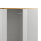 Agnes Curved Edge Triple Wardrobe, Dove Grey with Oak Top