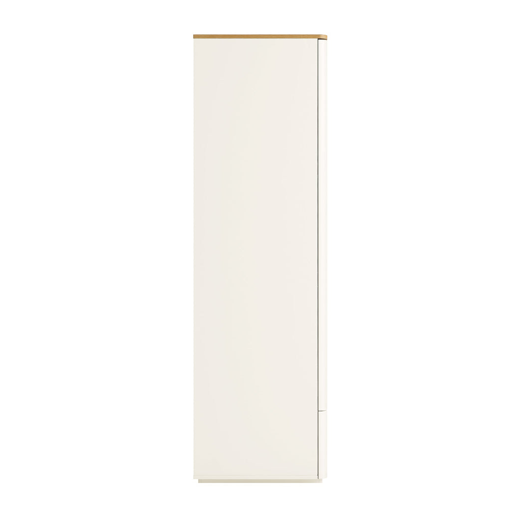 Agnes Curved Edge Triple Wardrobe, Off White with Oak Top