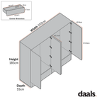 Agnes Curved Edge 4-Door Wardrobe, Dove Grey with Oak Top