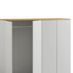 Agnes Curved Edge 4-Door Wardrobe, Dove Grey with Oak Top