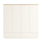 Agnes Curved Edge 4-Door Wardrobe, Off White with Oak Top