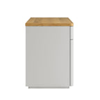 Agnes Curved Edge Desk with Storage, Dove Grey with Oak Top