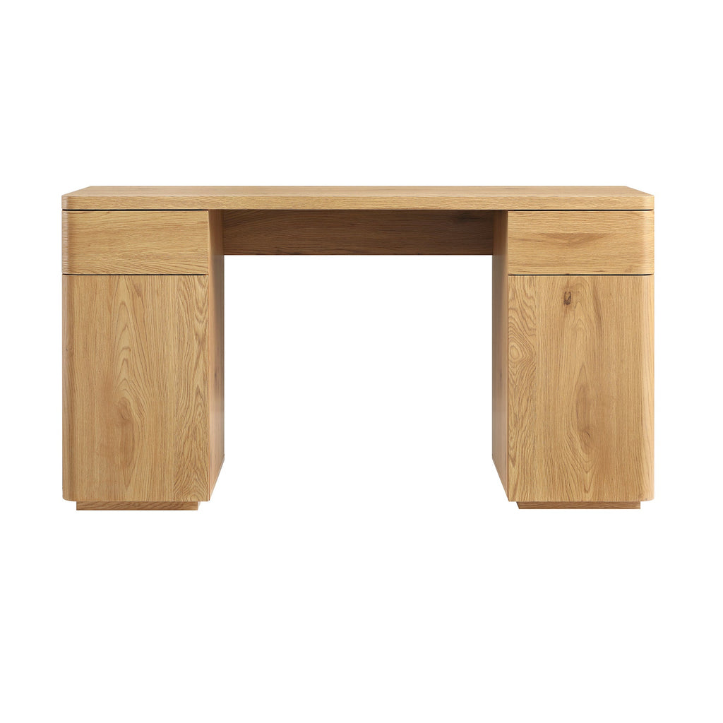 Agnes Curved Edge Desk with Storage, Natural