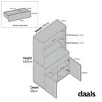 Agnes Curved Edge Dresser, Off White with Oak Top