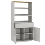 Agnes Curved Edge Dresser, Dove Grey with Oak Top