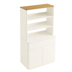 Agnes Curved Edge Dresser, Off White with Oak Top