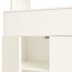 Agnes Curved Edge Dresser, Off White with Oak Top