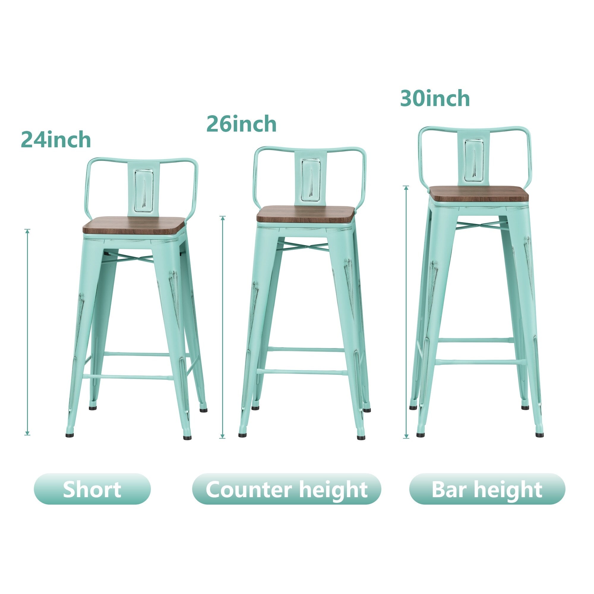 Bar Stools With Back set of 4 Industrial Metal Barstools with Wooden Seats