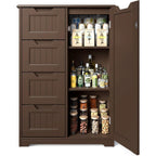 Bathroom Floor Storage Cabinet, Free-Standing Floor Storage Cabinet with 4 Draws and Adjustable Shelf