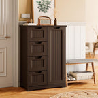 Bathroom Floor Storage Cabinet, Free-Standing Floor Storage Cabinet with 4 Draws and Adjustable Shelf