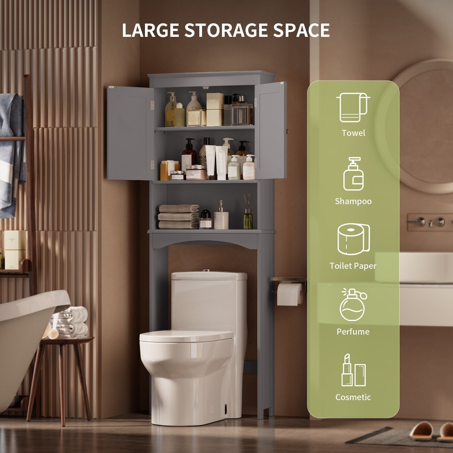 Bathroom Storage Cabinet, Toilet Storage Cabinet, Bathroom Shelf Over The Toilet, Space Saver Toilet
