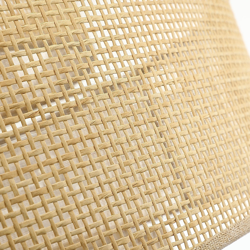 Bayou 5-Light Black Coastal Drum Chandelier with Double Rattan Shade - 24''W