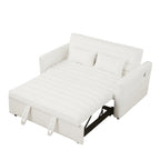 Beige 55.12 Boucle Loveseat Convertible Pull-Out Sofa Bed with Adjustable Back and 2 Waist Pillows for Living Room