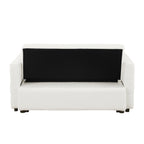 Beige 55.12 Boucle Loveseat Convertible Pull-Out Sofa Bed with Adjustable Back and 2 Waist Pillows for Living Room