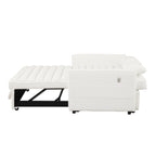 Beige 55.12 Boucle Loveseat Convertible Pull-Out Sofa Bed with Adjustable Back and 2 Waist Pillows for Living Room