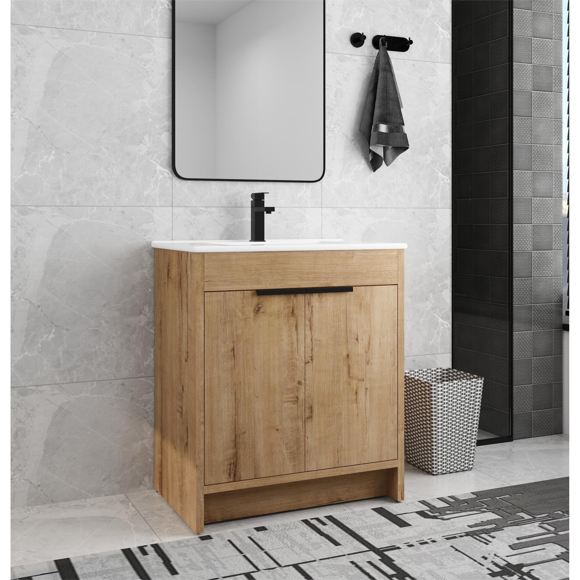 Beingnext 24/30/36 Bathroom Vanity with Sink, Freestanding Bathroom Vanity with Soft Close Door and Adjustable Shelf