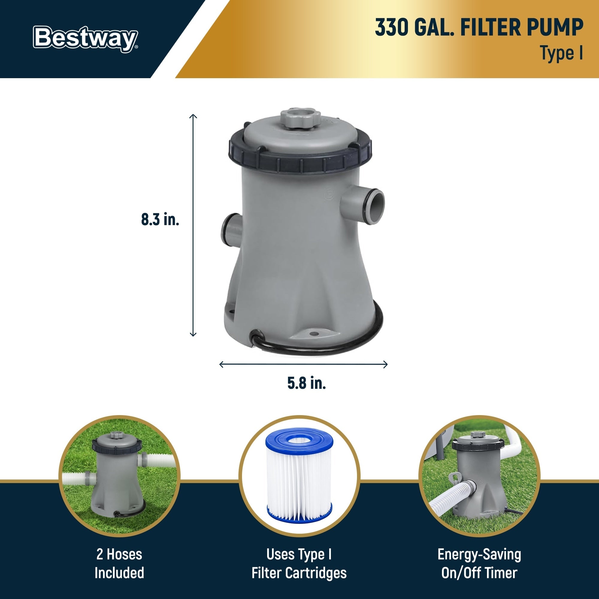 Bestway Steel Pro MAX 10'x30 Round Above Ground Outdoor Swimming Pool with Pump - 10ft. X 30in.