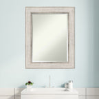 Beveled Wood Bathroom Wall Mirror - Trellis Silver Frame - Trellis Silver