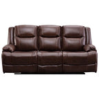 Genuine Leather Mid-century Modern Style Manual Recliners Sofa Set